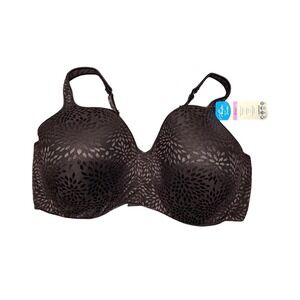 Playtex 4823 Women's Full Coverage Shape‎ Balconette Bra Black Floral Lace 44DD